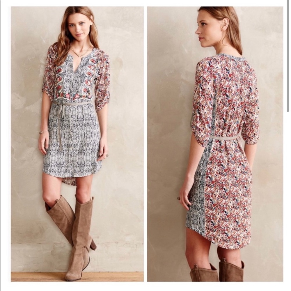 Anthropologie Tiny Perenne Shirt Dress Tencel Silk